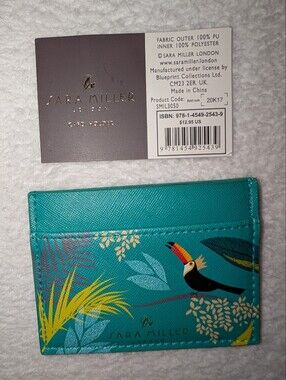 Sara Miller Womens Teal Toucan Card Holder with Yellow Accent Cute Travel